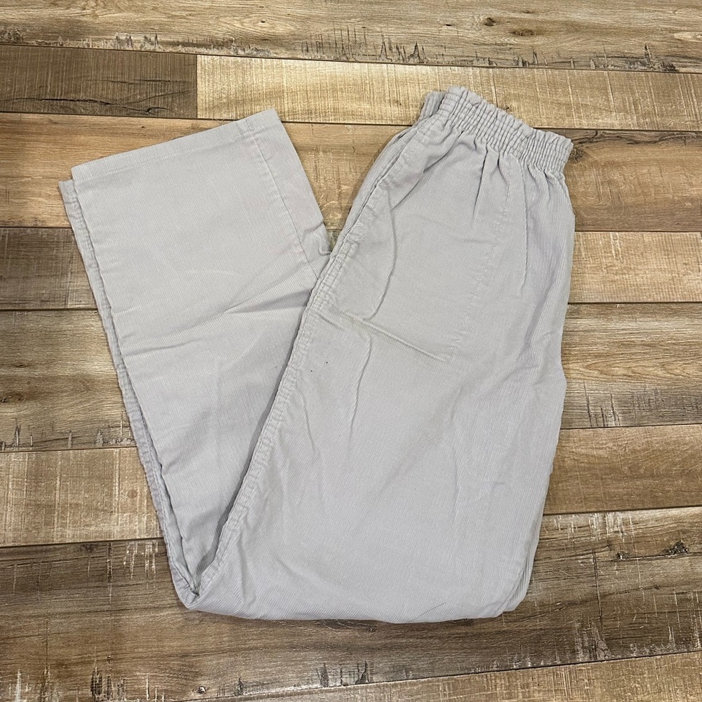 Light Grey Corduroy High-Waist Pants